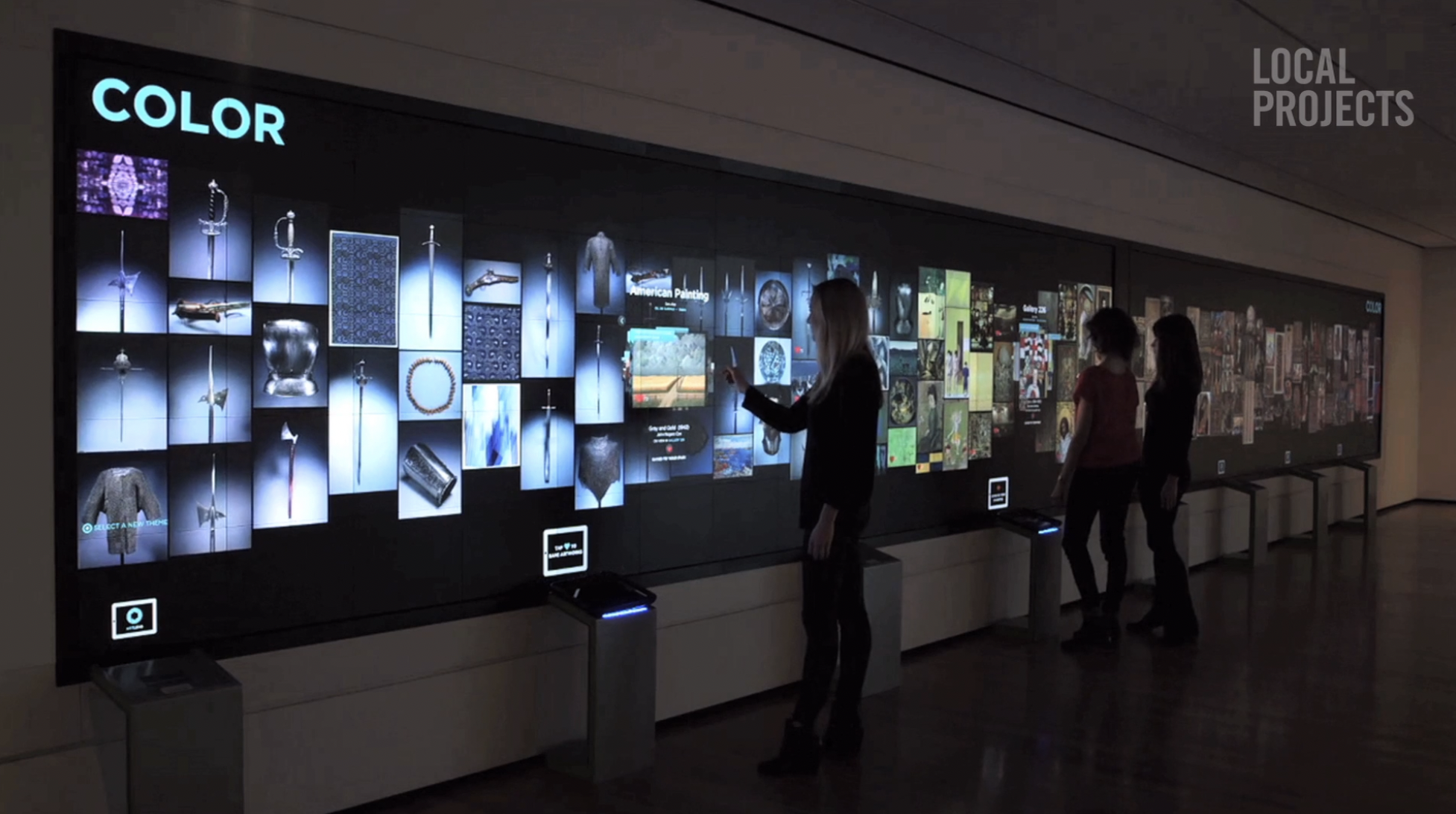 Gallery One interactive wall at Cleveland Museum of Art — visitors curating collections on large touchscreen
